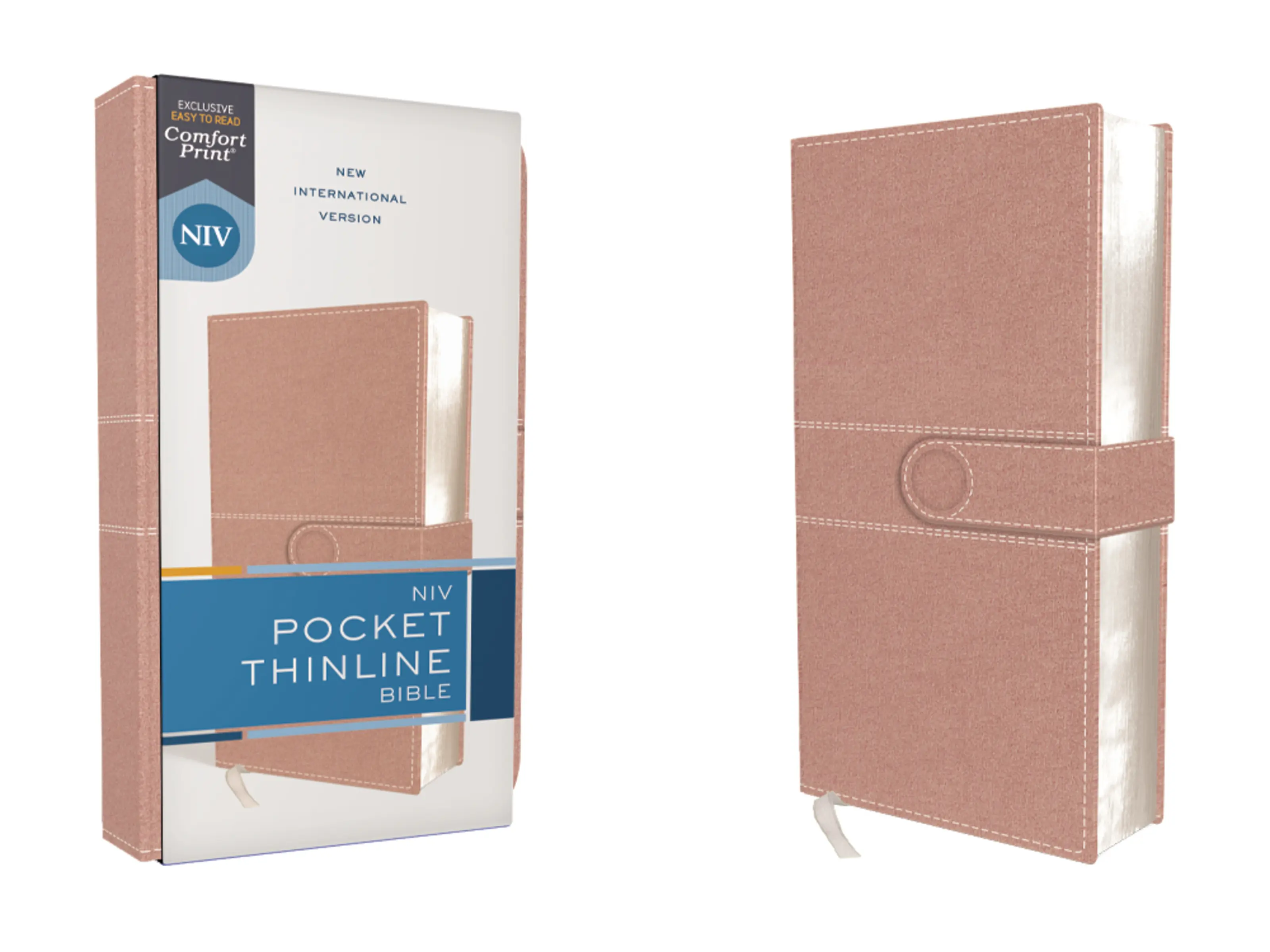 NIV, Pocket Thinline Bible, Leathersoft, Pink, Snap Closure, Red Letter, Comfort Print by Zondervan [Leatherbound Book]