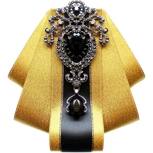 Bow Ties for Men Wedding Suit Banquet Dress Fashion Silk Solid Pre-Tied  Brooch Pins Bow tie