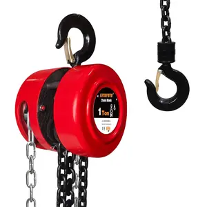 Hand Chain Hoist, 2200 lbs /1 Ton Capacity Chain Block with 12ft Lifting Height, Manual Hoist with Industrial Grade Steel Construction for Lifting Good in Transport & Workshop