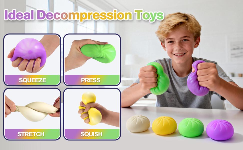 Squishy Dumpling Sensory Toys Mystery Dumpling Squishy Stress Relief Fidget Easter Gifts for Kids & Adults Anxiety Relief Squeeze Toy for Boys and Girls Easter Basket Stuffers for Teens (Purple)