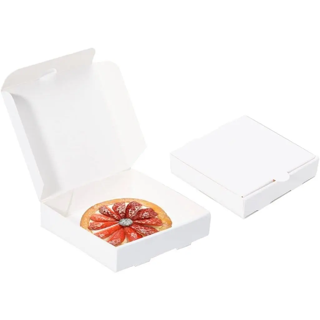 5x5x1 Inch Thin Mini Pizza Boxes,100 Pack Small White Pizza Boxes | for Cookie,Mini Pies, Party Favors and Crafts