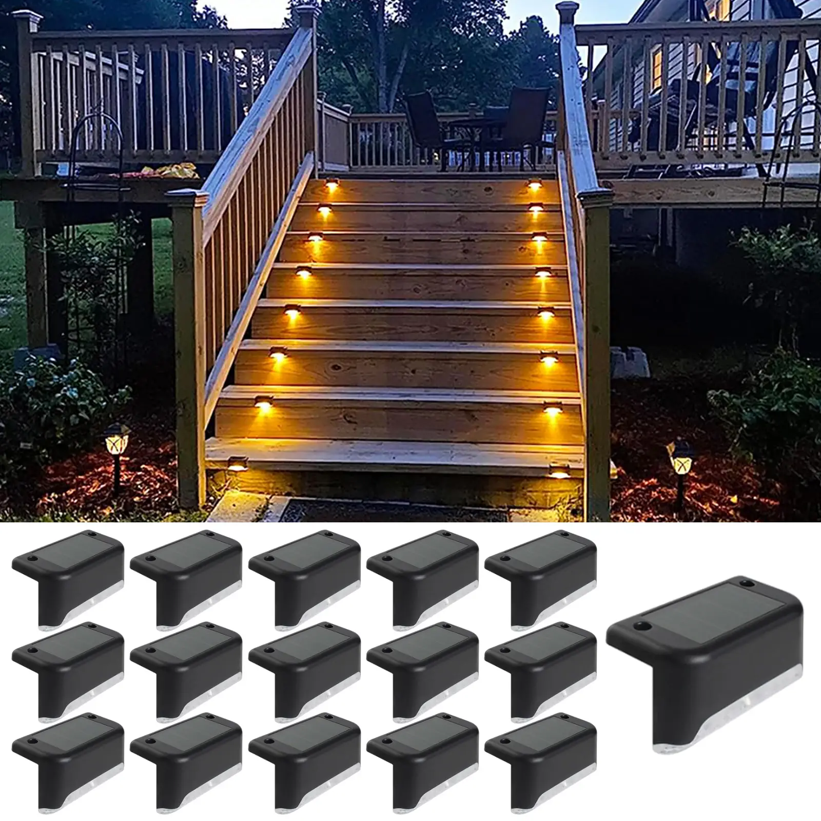 16pack Solar Pool Side Lights Changing Solar Deck Lights Outdoor LED Step Light Waterproof Pool Accessories Decor for Stairs Fence Yard Driveway Pathw