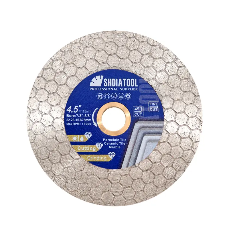SHDIATOOL 4.5"-5" Diamond Coating Blades with Cutting Head, Hexagon Design, Fits Angle Grinders Up to 8000 RPM, Spark-Free Finish Preserves Tile Look for Porcelain, Ceramic Tile, Granite, Marble, Artificial Stone