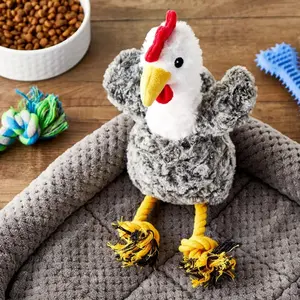 Cozy Buddy Chicken with Rope Dog Toy Plush, Durable, Chew Level 3