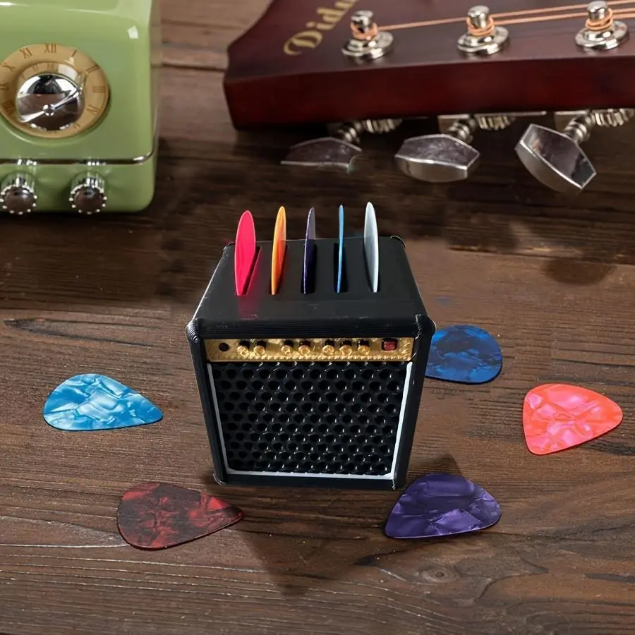 Vintage Speaker-Shaped Guitar Pick Storage Holder, Portable Guitar Pick Case, Unique Guitar Accessory, Perfect Gift for Guitar Lovers & Musicians