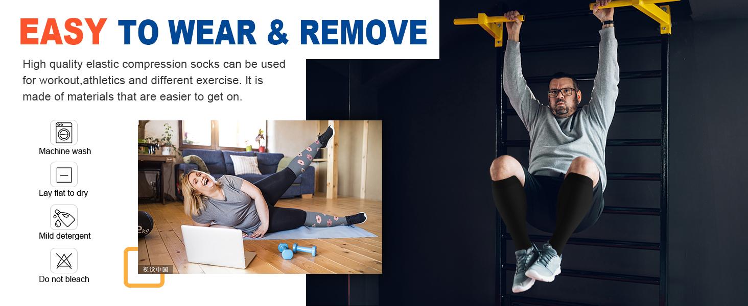 STANDWAY Plus Size Compression Socks -  15-20mmgh Extra Wide Calf For Men & Women Breathable and non-sticky, promotes blood circulation and prevents calf fatigue, suitable for healthcare, running, and various other sports.