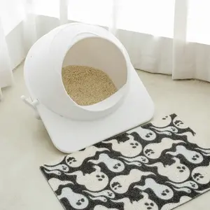 Semi-Enclosed White Space Capsule Cat Litter Box with Scoop, Easy to Clean and Saving Litter