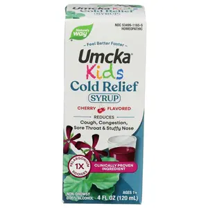 Nature's Way Umcka Kids Cold Relief Syrup 4 fl oz Cherry Flavor Homeopathic Non-Drowsy Formula for Children - Beverage