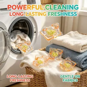 5-In-1 Laundry Pods, Fresh Orchid Garden Scent, Powerful Clean, Gentle on All Fabrics, Long-Lasting Bloom Scent, Perfect for Clothes