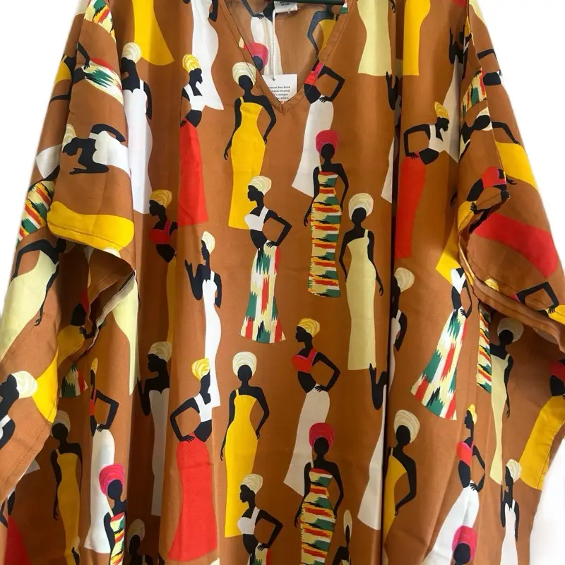 Plus Size Kaftan Women's Casual Dress Design for Spring Beach Vacation Summer, Featuring Colorful Patterns and Comfortable Fit