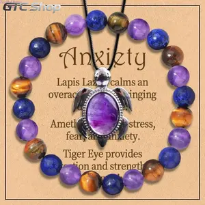 Women's 2-Piece Crystal Jewelry Set, Stackable Anxiety Relief Bracelet & Necklace, Natural Gem Beads with Affirmation Card, Energy Protection Spiritual Ornament, Ideal Mother's Day Gift for Her