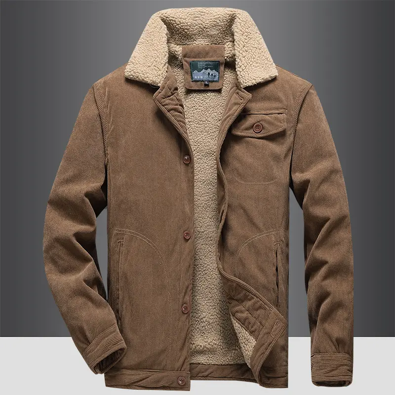 Men's Vintage Fleece-Lined Flannel Cotton Shirt Heavyweight Durable Winter Warm Work Shirt Thickened
