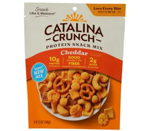 Catalina Crunch Protein Snack Mix with Cheese Crisps - 10g Protein, 1g Sugar per Serving - Good Source of Fiber, Keto, Gluten Free - Cheddar, 5.25 Ounce Bag (Pack of 1)