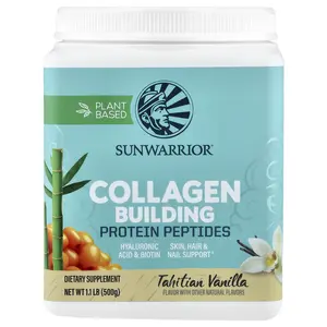 Sunwarrior Plant-Based Collagen Building Protein Peptides, Tahitian Vanilla, 1.1 lb (500 g)