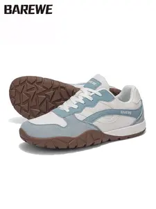 Men's Wide Fit Barefoot Walking Shoes, Breathable Mesh and Suede, Zero Drop, Casual Sports Shoes, Ideal for Office and Travel