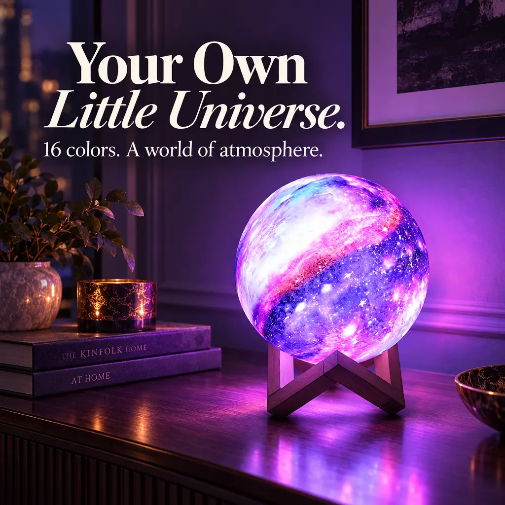 KIMKNO-  16-Color Galaxy Moon Lamp with Touch and Remote Control for Bedroom Decor