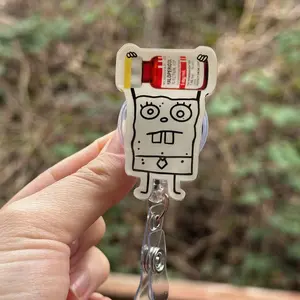 Doodle Bob Haldol- Nurse badge reel, RN, MD, critical care, ICU, emergency, healthcare, work accessory
