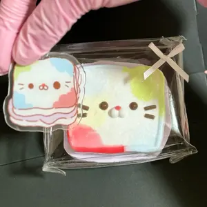 Handmade Kawaii Rainbow Cat Taba Squishy Ultra Soft, Slow-Rising Pastel Rainbow Taba Toy for Stress Relief
