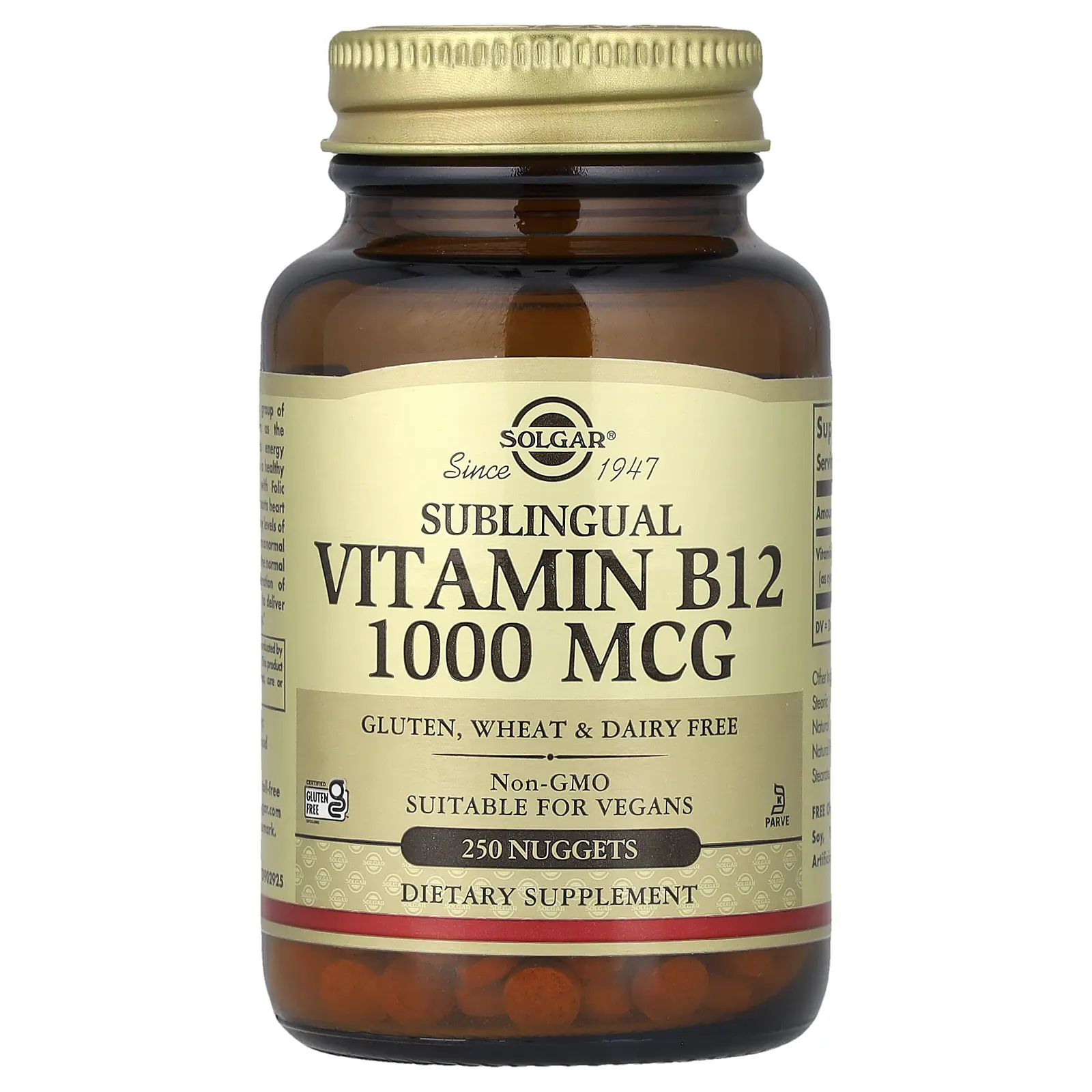 Solgar Vitamin B12, Sublingual, 1,000 mcg, 250 Nuggets Solgar Vitamin B12, Sublingual, 1,000 mcg, 250 Nuggets