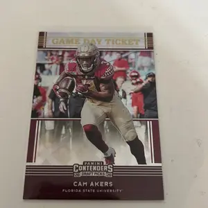 Panini Contenders 2020 Draft Picks Game Day Ticket Cam Akers Florida State University Football Card