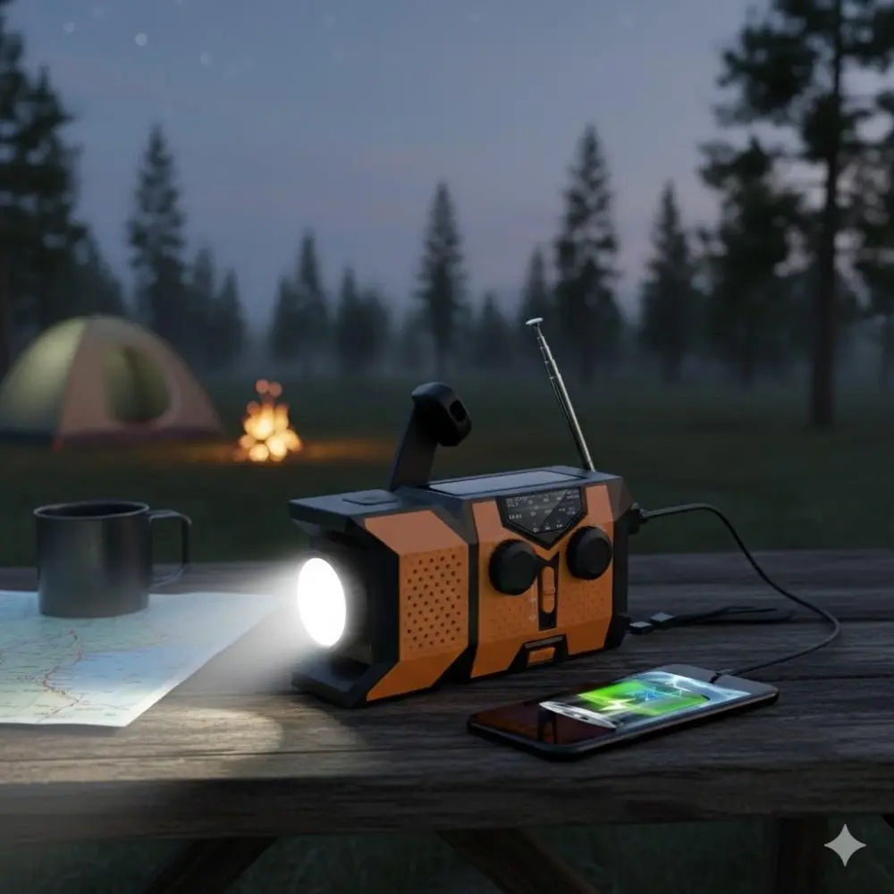 2000mAh Solar Emergency Radio, NOAA Weather Alert AM FM, LED Flashlight SOS Beacon, Water-Resistant Survival Gear for Camping Hiking, Power Outage Preparedness Kit, Safety Gift Idea