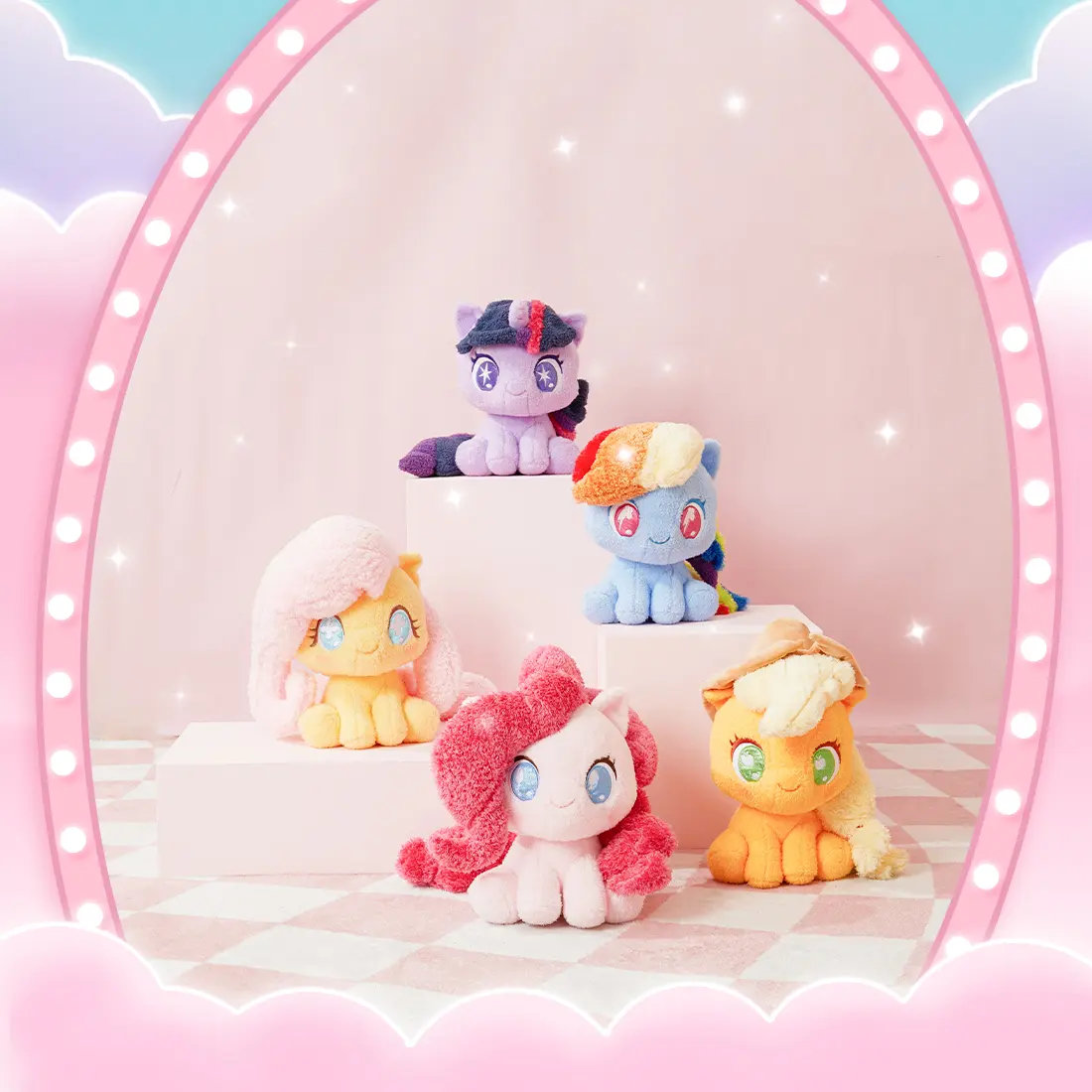 MINISO My Little Pony Q-Version Stuffed Animals - Twilight Sparkle, Rainbow Dash, Applejack, Fluttershy, Pinkie Pie, Soft Cuddly Gift for Mom, Suitable for Thanksgiving, Christmas