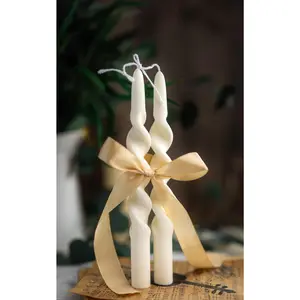 Twisted Spiral Taper Candle – Handmade Soy Wax Candle for Wedding, Dinner Table, Home Decor, Any Color