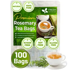 FreshDrinkUS Rosemary Leaf Tea, 100 Count, Made with 100% Natural Rosemary Dried Leaves, Pure Rosemary Herbal Tea, No Additives, No Caffeine, No Gluten, Vegan. Beverage, Natural Sugar