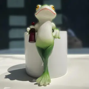 Cute Resin Frog Figurine for Home garden Decor – Funny Desk & Shelf Decoration, Adorable Frog Statue for Office, Apartment, Bedroom Aesthetic, Cozy Room Styling, Unique Gift Idea for Frog Lovers and Home Decor Fan tiktokshopspringglowup
