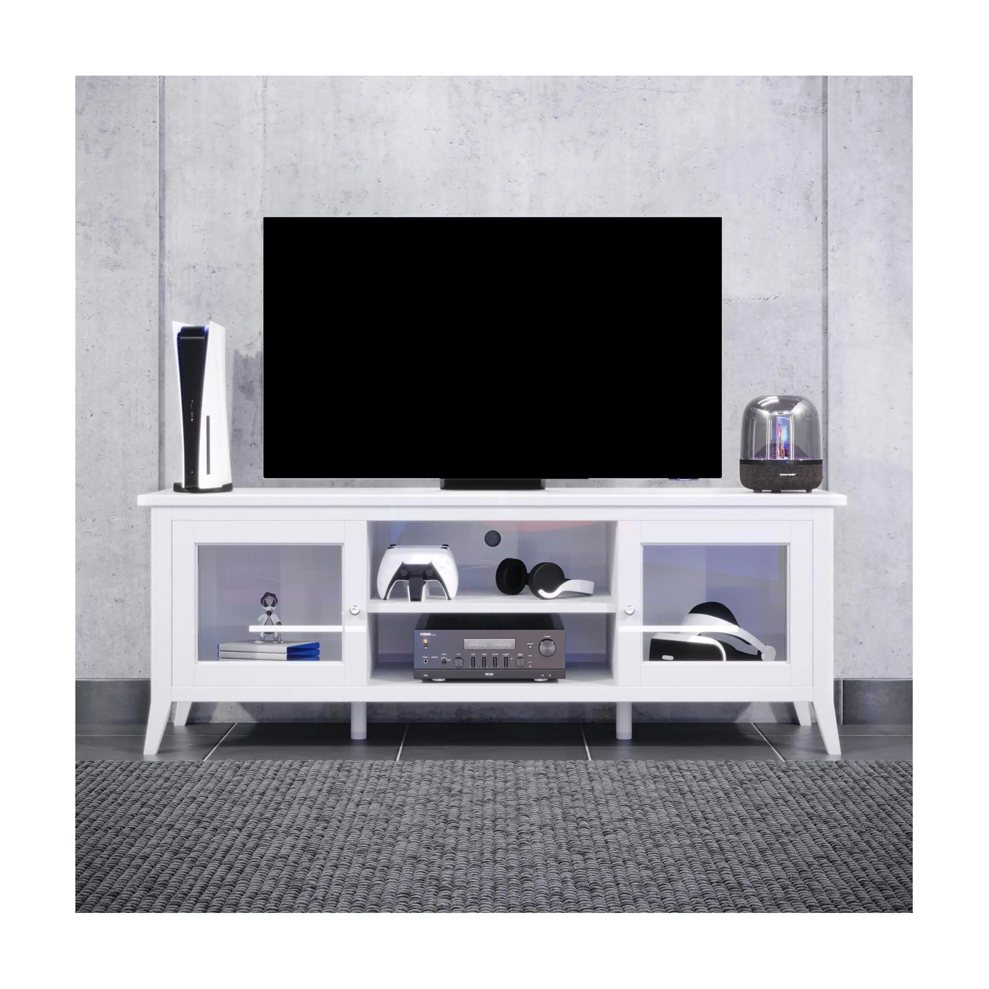 Lavish Home TV Stand 55" Storage Cabinet w/ Cubbies & Shelves