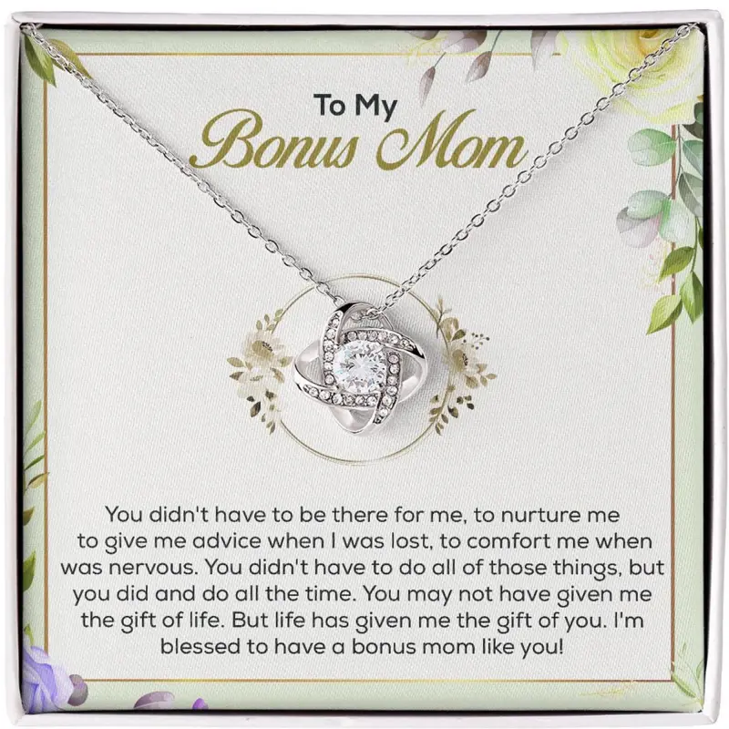 Bonus Mom Gift, Bonus Mom Necklace, To My Bonus Mom, Step Mom Gift, Step Mom Necklace, Bonus Mom Wedding Gift, Mother's day Gift Necklace With Meaningful Message Card Inside & Box
