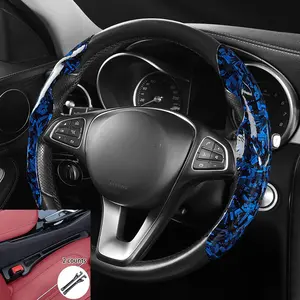 Car Steering Wheel Cover & Car Seat-Gap Filler (4pcs/set), Non-slip Car Steering Wheel Protector & Universal PU Leather Car Seat-Gap Storage Box, Universal Car Interior Decoration Accessories for Women & Men