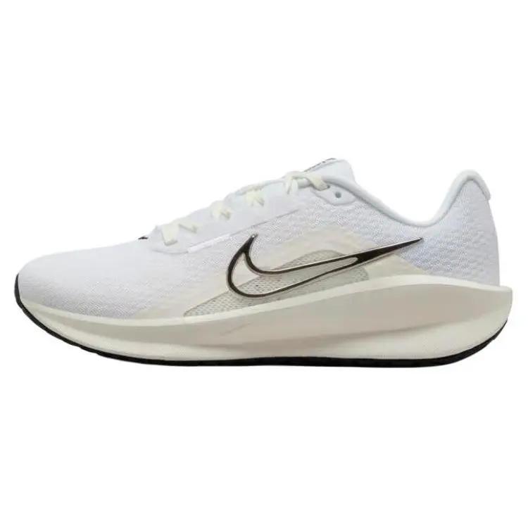Nike Downshifter 13 White Black Sail Metallic Silver Versatile Cushioned Breathable Low Top Casual Running Shoes FD6476-100