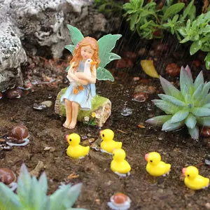 Cute Duck & Fairy Design Figurine, 1 Set Decorative Figurines, Garden Sculptures Statues, Including Resin Doll Figurine & Duck Figurine for Garden, Yard, Lawn, Patio, Office