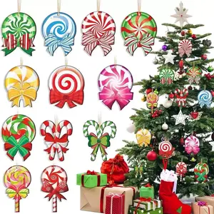 Christmas Tree Decoration Set, 12-Piece Candy Lollipop Ornaments, Perfect for Winter Wonderland Theme, Holiday Cheer Decor