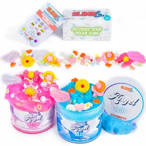 ToysButty 2 Slime Pack Neon Slime & Cloud Slime Kit for Girls Boys, Create with Kids Heaven Theme, Premade Slime Making kit, 8 Slime Accessories, 2 Big Slime charms Putty Set Toy Slime Kits
