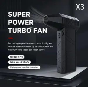 Super Power Turbo Fan X3 - 130000 RPM High Speed Brushless Motor, 52m/s Wind, Portable & Rechargeable, Super Lightweight for Home，Office，Outdoor