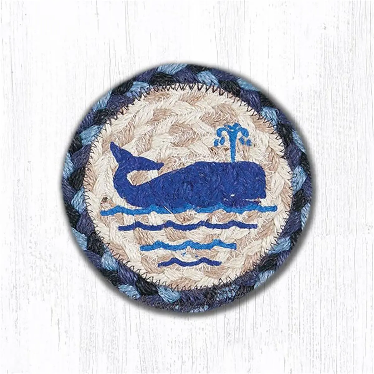 5 in. Whale Individual Round Printed Coaster Rug