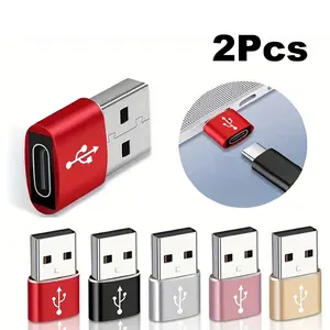 2pcs USB-C Adapter for Charging & Data Transfer, Compatible with Phone, Computer, Camera, OTG Converter Head, Essential Accessories