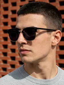 Men's Retro Square Metal Frame Sunglasses, Blue Lenses, Lightweight Comfortable Design, Fashionable Uv400 Protection, Perfect for Travel & Parties, Trendy Square Sunglasses, Square Framed Sunglasses