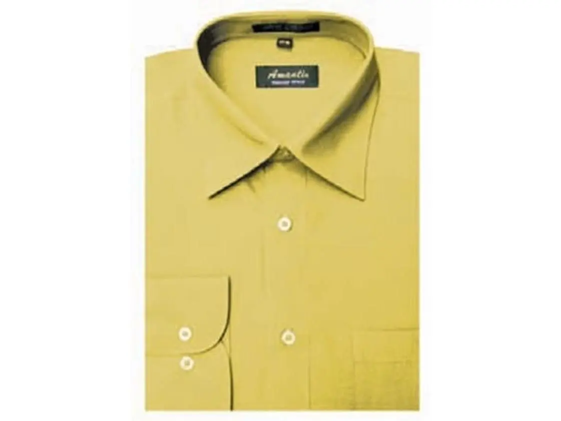 Amanti CL1019-17 1-2x36-37 Amanti Mens Wrinkle Free Mustard Dress Shirt - Mustard-17 1-2 x 36-37
