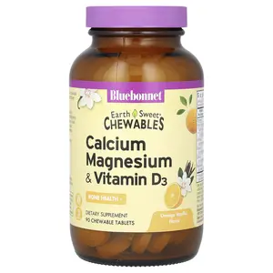 Bluebonnet Nutrition EarthSweet Chewables, Calcium, Magnesium & Vitamin D3, Orange Vanilla, 90 Chewable Tablets