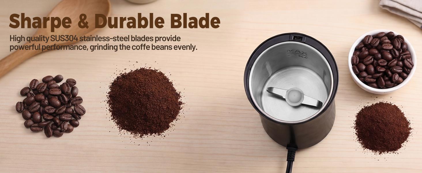 HAUSHOF Coffee Grinder Electric, One Touch Coffee Bean Grinder for Beans, Spices, Herbs and Seeds, Compact Design, with Clean Brush Black