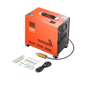 VEVOR PCP Air Compressor, 800W Dual-Cylinder PCP Airgun Compressor 4500PSI/30Mpa with Built-in Fan Cooling System, Auto-Stop |   Oil Free Paintball Tank Compressor for Air Rifle, Scuba Diving Bottle