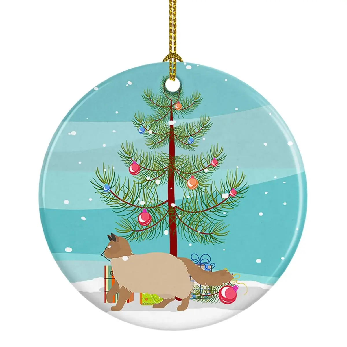 2.8 x 2.8 in. Unisex Ragdoll No.2 Cat Merry Christmas Ceramic Ornament