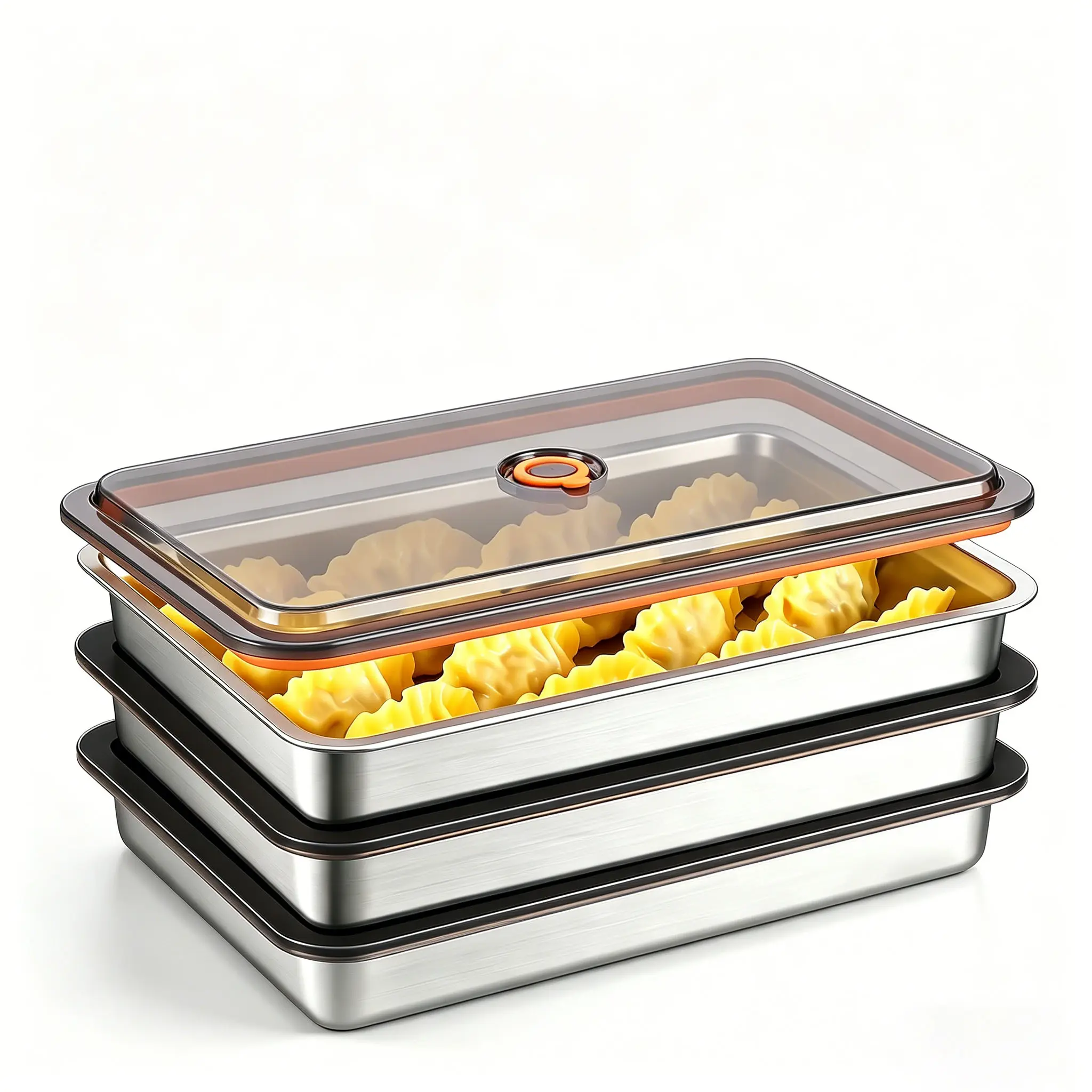 Stackable Sealed Food Storage Container with Lid, Freezer Dumpling Storage Tray, Refrigerator Organizer for Dumplings Fruits Vegetables