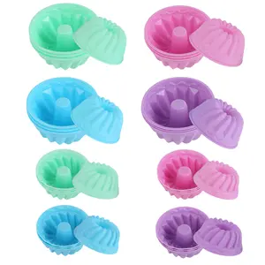 24 Pcs Food-Grade Reusable Non-Stick Silicone Baking Cups - Multi-Flower Muffin Liners, Donut Mold for Birthday Cake, Cheese Pans + Hypoallergenic Cubic Zirconia Fashionable Earrings (Beauty & Personal Care Makeup Tools)