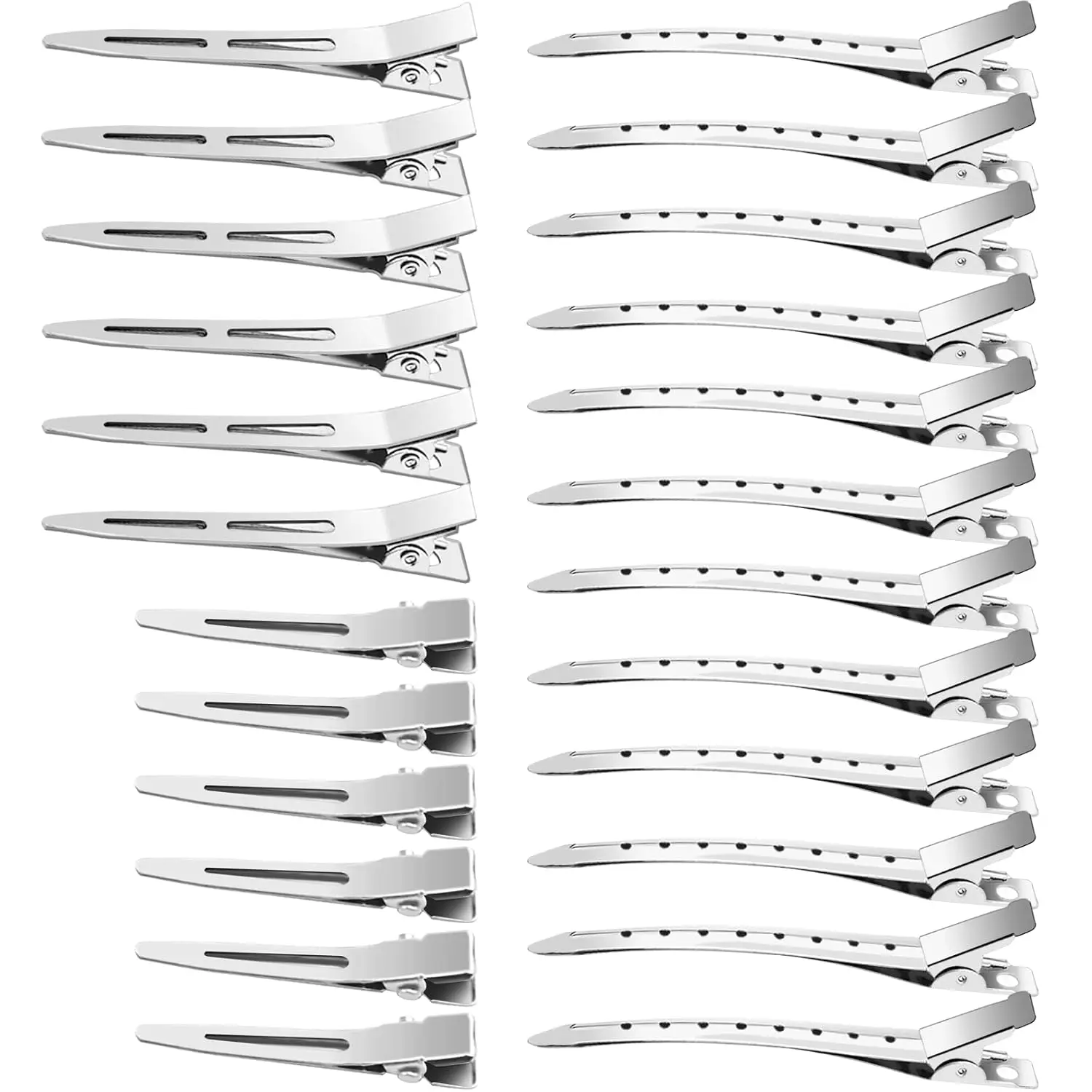 65 count Duck Billed Hair Clips for Styling Sectioning, Metal   Clips for Women, 3 Sizes for Roller, Pin Curl Loc Clips for Retwist, Salon, Barber, Bows DIY