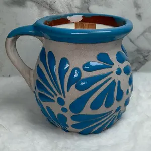 Café de olla Wooden wick candle - cinnamon coffee scented in authentic mug