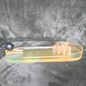 Epoxy Resin Mini Bowling game set includes 10 mini Pins and a Small metal ball             translucent yellow and orange design